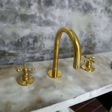 Unlacquered brass faucet , kitchen faucet , Three hole faucet , aged b