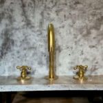 Unlacquered brass faucet , kitchen faucet , Three hole faucet , aged b