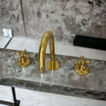 Unlacquered brass faucet , kitchen faucet , Three hole faucet , aged b