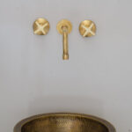 Unlacquered Brass Vintage Wall mounted bathroom faucet