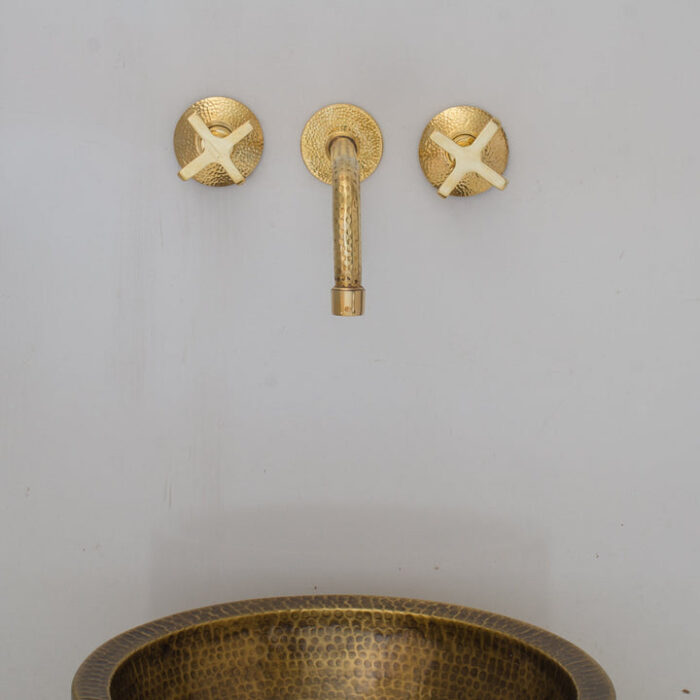 Unlacquered Brass Vintage Wall mounted bathroom faucet