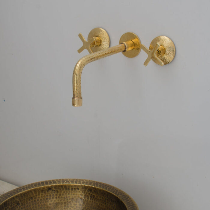 Unlacquered Brass Vintage Wall mounted bathroom faucet