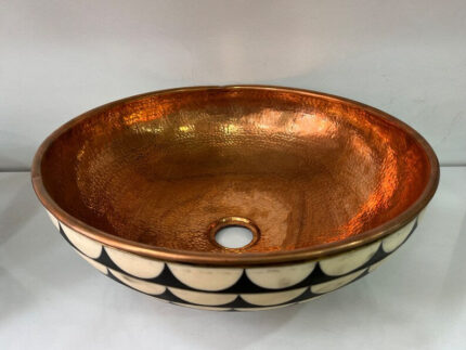 Copper Bathroom Vessel Sink 16 Inch Round