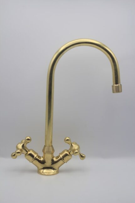 Gooseneck Bathroom Solid Brass Faucet Unlacquered Brass Single hole