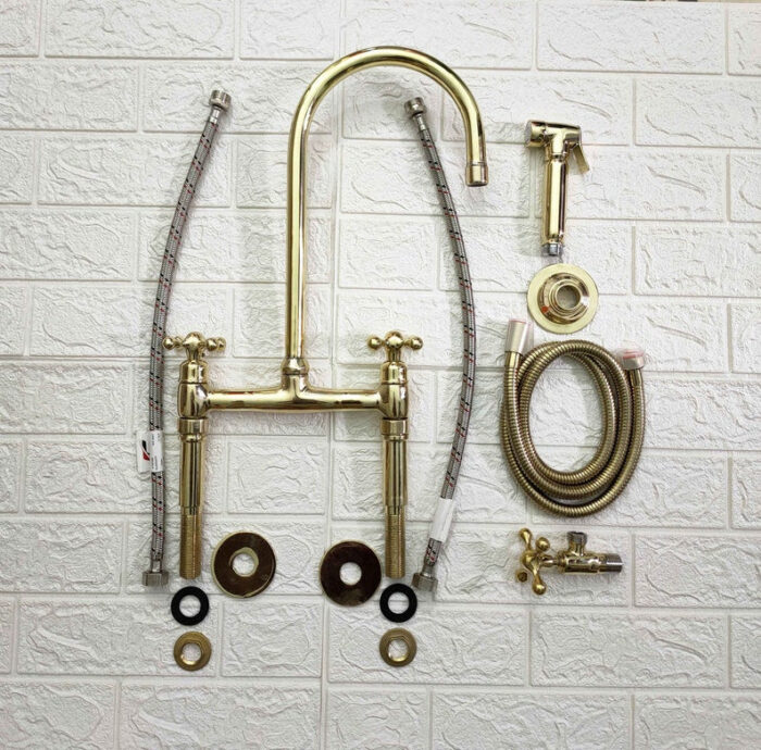 Unlacquered solid brass kitchen faucet , kitchen sink , brass sink fau