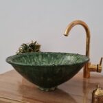 Tamegroute rustic sink-washbasin Tamegroute, Green Ø 40 H 14 cm