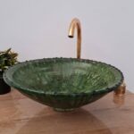 Tamegroute rustic sink-washbasin Tamegroute, Green Ø 40 H 14 cm