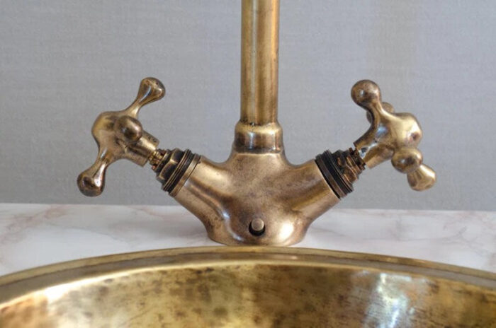 Single Hole Faucet, Antique Brass Bathroom Faucet, Dual Handle Bathroo