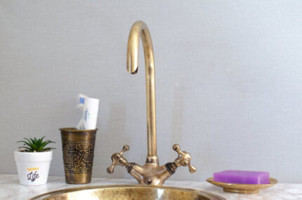 Single Hole Faucet, Antique Brass Bathroom Faucet, Dual Handle Bathroo