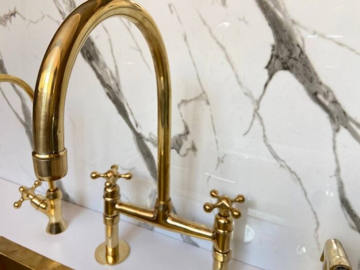 Unlacquered solid brass kitchen faucet , kitchen sink , brass sink fau