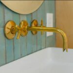 Unlacquered Brass Vintage Wall mounted bathroom faucet,Embrace the Cha