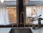 Solid Brass 8" Bridge Kitchen Faucet Straight Legs, Unlacquered Brass