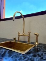 Solid Brass 8" Bridge Kitchen Faucet Straight Legs, Unlacquered Brass