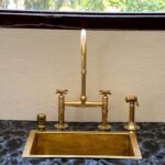 Solid Brass 8" Bridge Kitchen Faucet Straight Legs, Unlacquered Brass