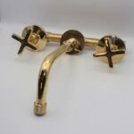 Unlacquered Brass Vintage Wall mounted bathroom faucet,Embrace the Cha