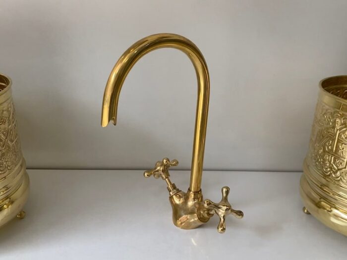 Bathroom Faucet, Brass Kitchen Faucet, Gooseneck Bathroom Vanity Solid