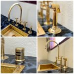 Solid Brass 8" Bridge Kitchen Faucet Straight Legs, Unlacquered Brass