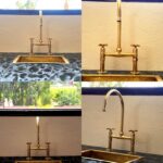 Solid Brass 8" Bridge Kitchen Faucet Straight Legs, Unlacquered Brass