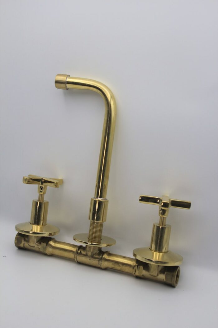 Unlacquered Brass Vintage Wall mounted bathroom faucet,Embrace the Cha