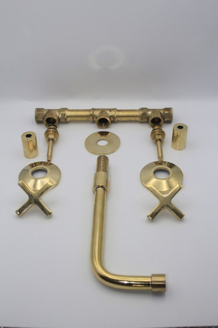 Unlacquered Brass Vintage Wall mounted bathroom faucet,Embrace the Cha