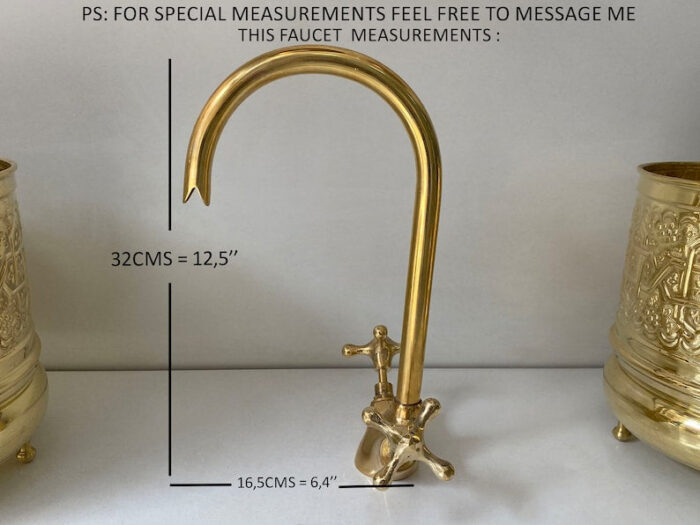 Bathroom Faucet, Brass Kitchen Faucet, Gooseneck Bathroom Vanity Solid