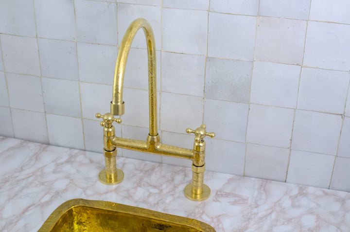 Antique Brass Bridge Faucet - Classic Elegance for Your Kitchen | #Ant